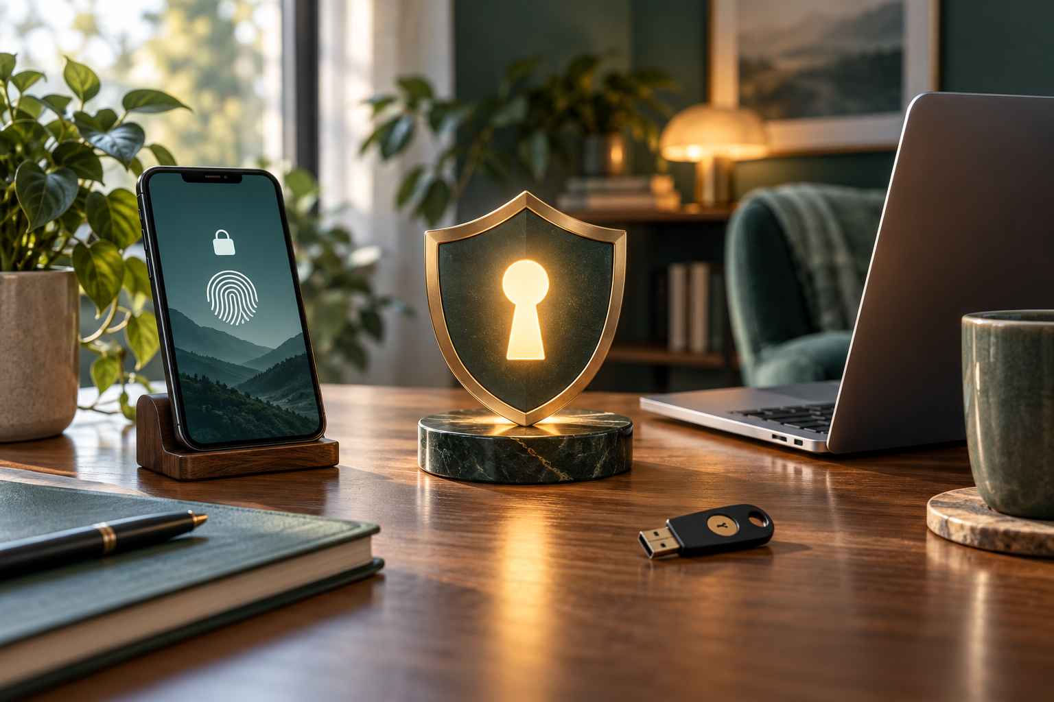 Setting Up a Password Manager and Passkeys — editorial illustration